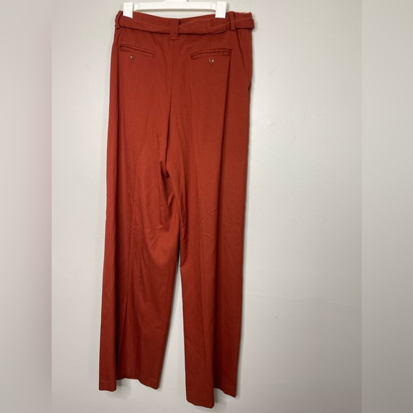 Anthropologie Rustic Orange Wide Leg Flowy Textured Waist  Tie Dress Pants 8T - Picture 6 of 11